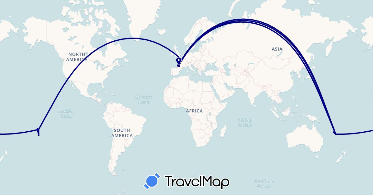 TravelMap itinerary: driving in France, Japan, New Caledonia, French Polynesia, United States (Asia, Europe, North America, Oceania)